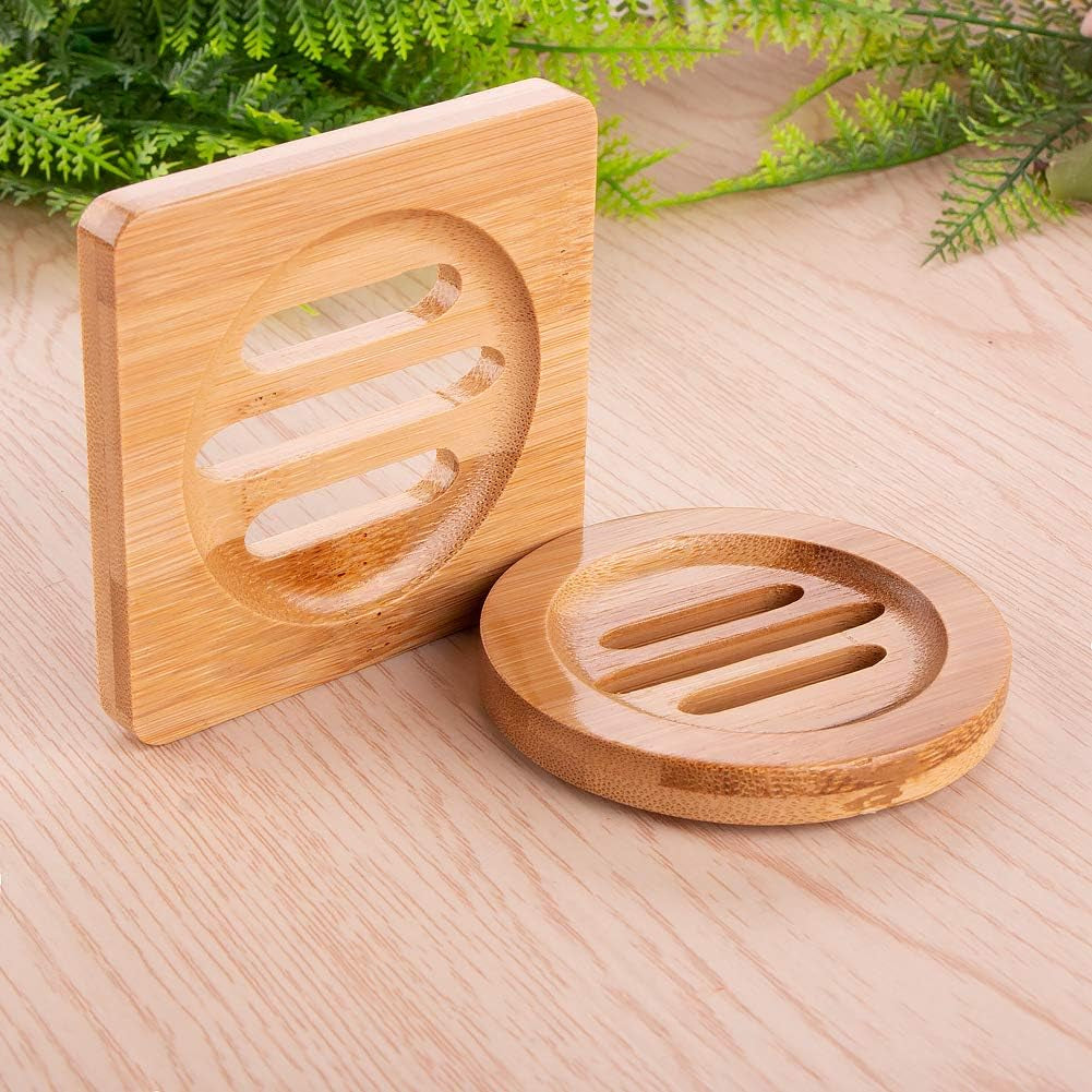 Bamboo Wood Soap Dish,Soap Dish Case Soap Tray,Natural Wooden Soap Holders for Shower,Home, Bathroom,Kitchen(3 Pieces)