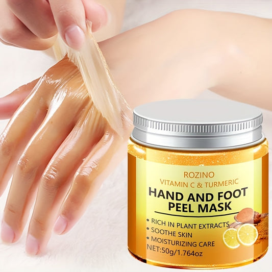 Vitamin C Turmeric Hand Mask, 50g - Moisturizing and Hydrating, Alcohol-Free, Fragrance-Free, with Hyaluronic Acid for Smooth, Soft Skin