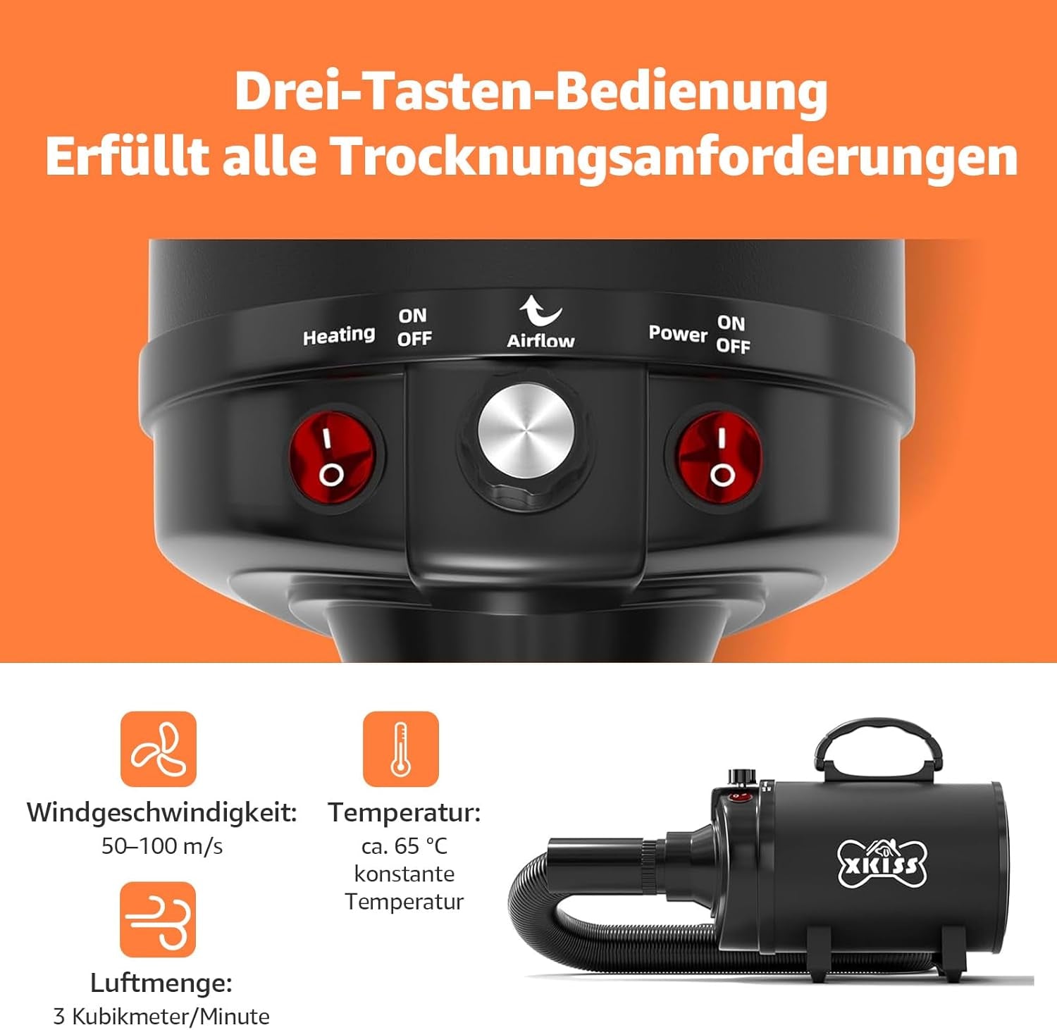 Dog Blow Dryer for Grooming 4.5Hp/2800W，Speed High Velocity Dryer for Dogs Blower for Professional Heatfor Dogs, Cats