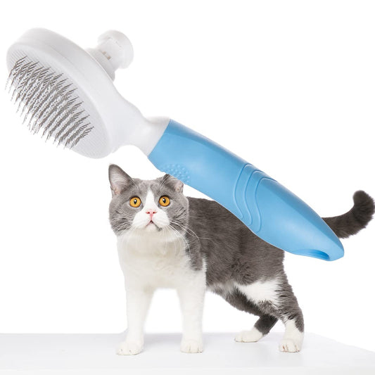 Cat Brush Shedding,Dog Grooming Supplies ; Cat Dogs Hairbrush Carding Hair Removal (Blue)