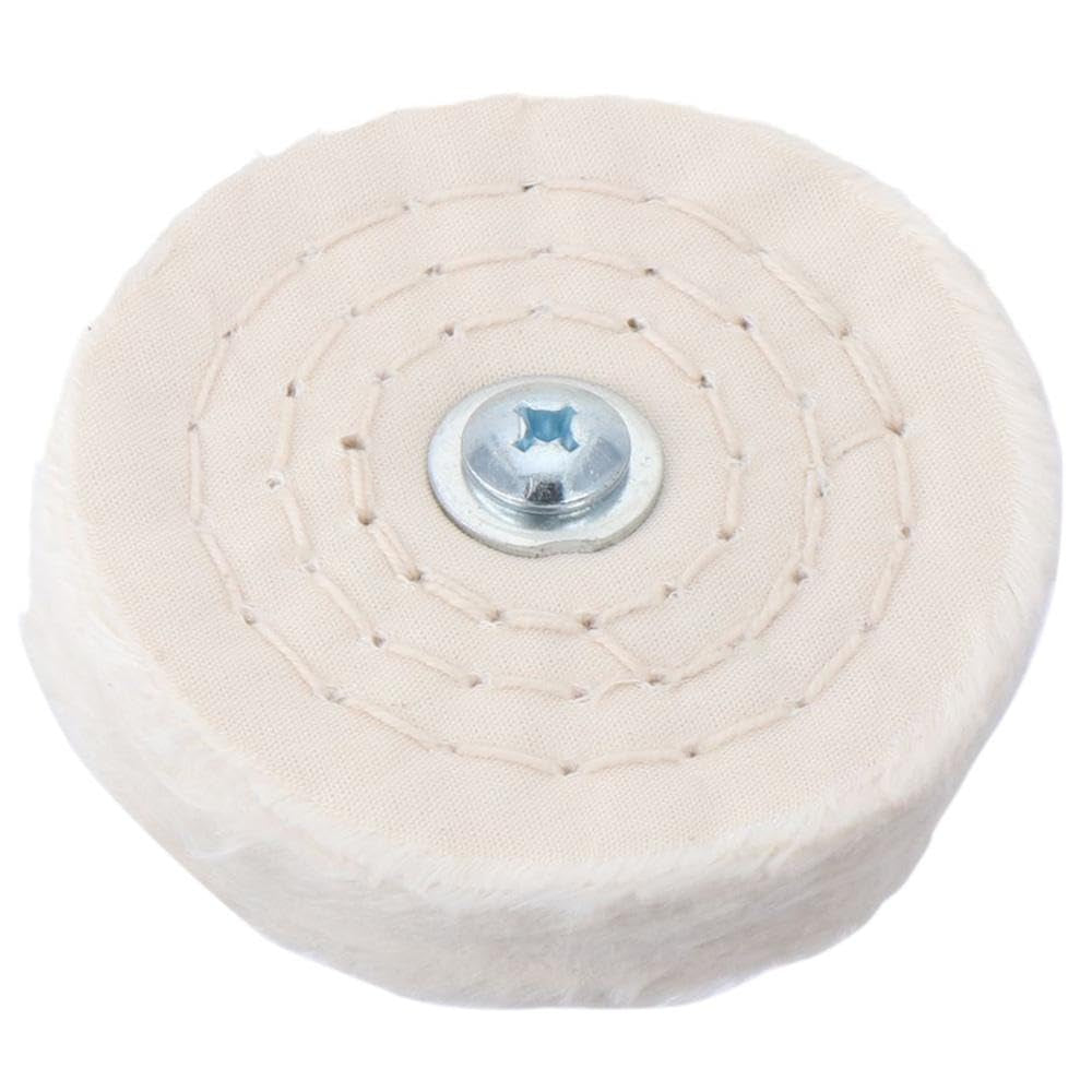 4Pcs Polishing Wheel Cotton Pad, 3 Inch Buffing Cotton Wheel with 1/4-Inch Stainless Steel Handle for Aluminum Stainless Steel Manifold Chrome, White