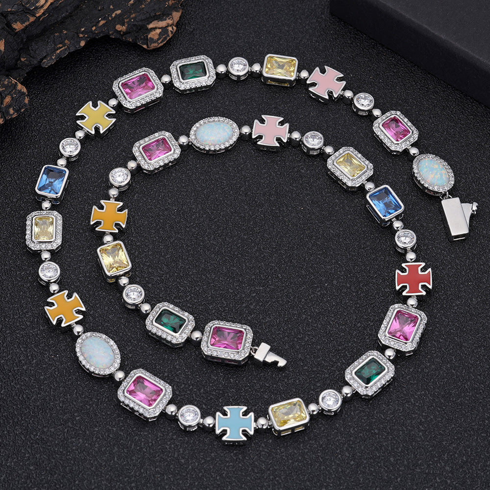 Colorful gem jewelry bracelet, women's accessory, high-end men's bracelet