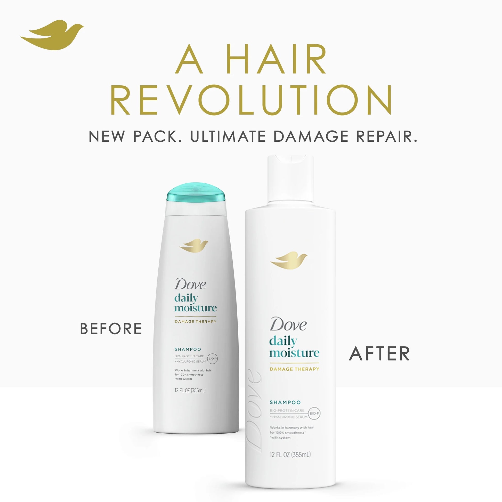 Damage Therapy Shampoo Daily Moisture with Bio-Protein Care Technology & Hyaluronic Serum, 12 Oz