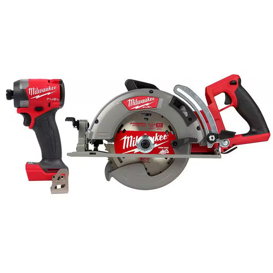 M18 FUEL 18-Volt Lithium-Ion Brushless Cordless 1/4 In. Hex Impact Driver and 7-1/4 In. Rear Handle Circular Saw