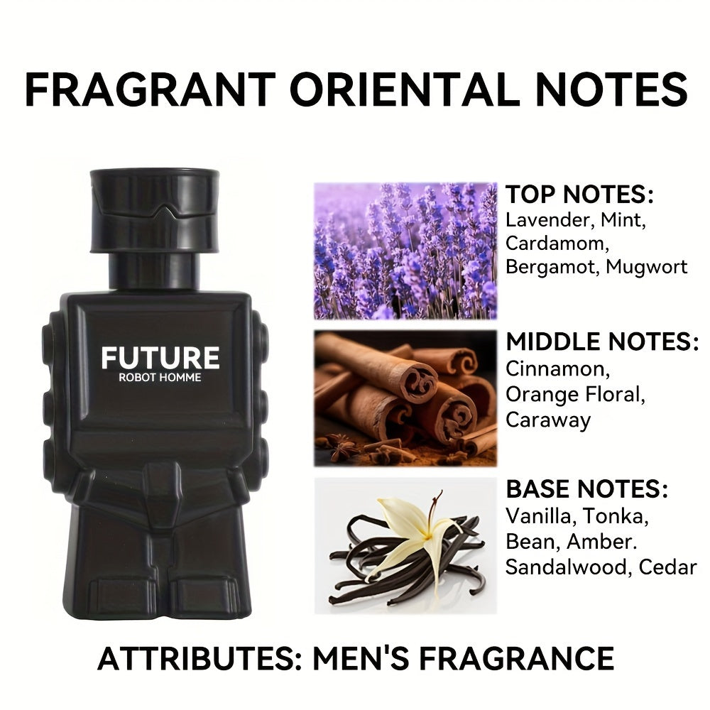 3PCS Robot Perfume Gift Set For Men, Eau De Toilette Spray, Refreshing And Long Lasting Fragrance With Woody Notes Cologne Travel Size For Dating And Daily Life, 90ML 3.04FL.OZ Gift For Men Father's Day Gift