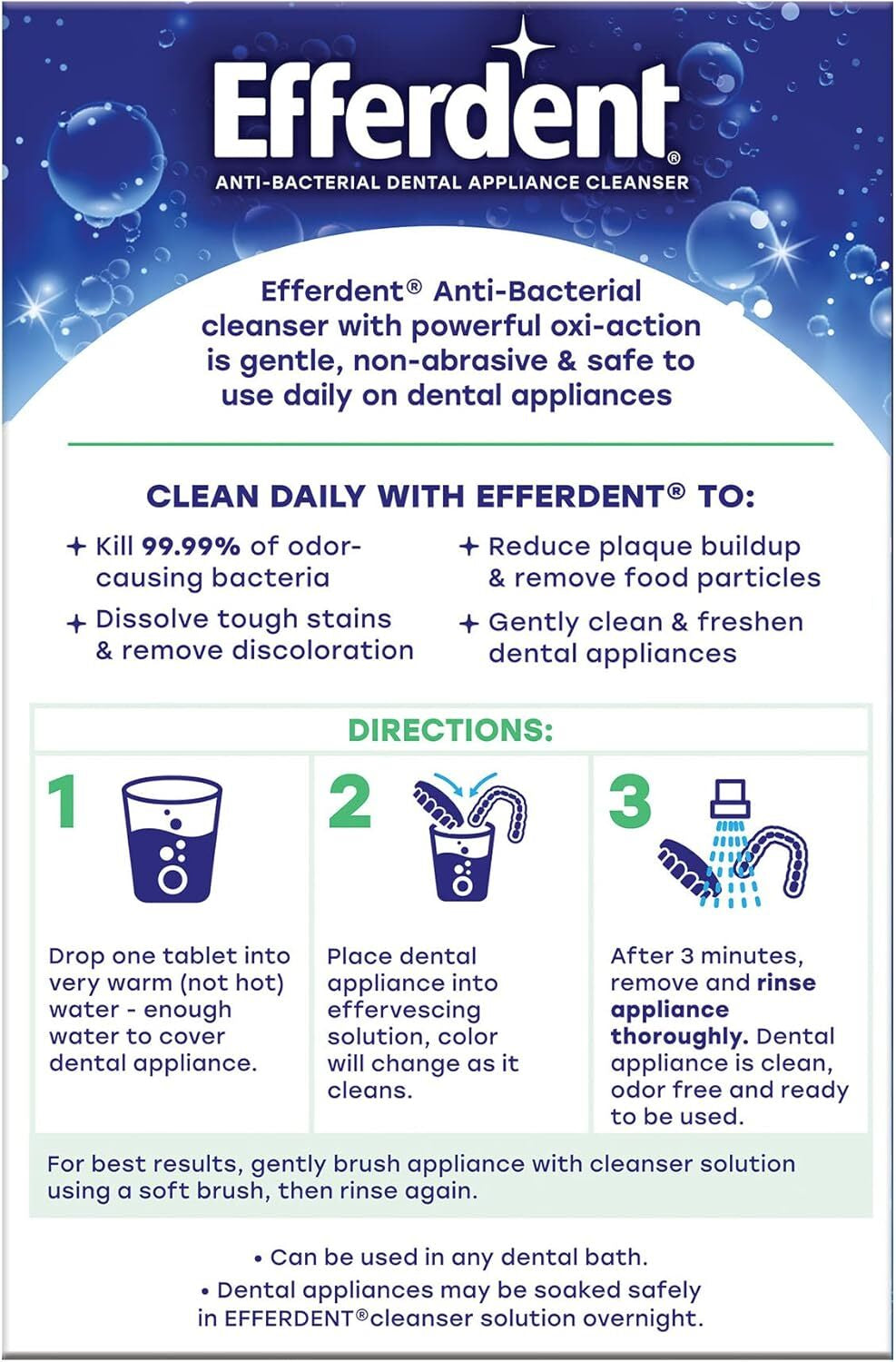 Retainer Cleaning Tablets, Denture Cleaning Tablets for Dental Appliances, Minty