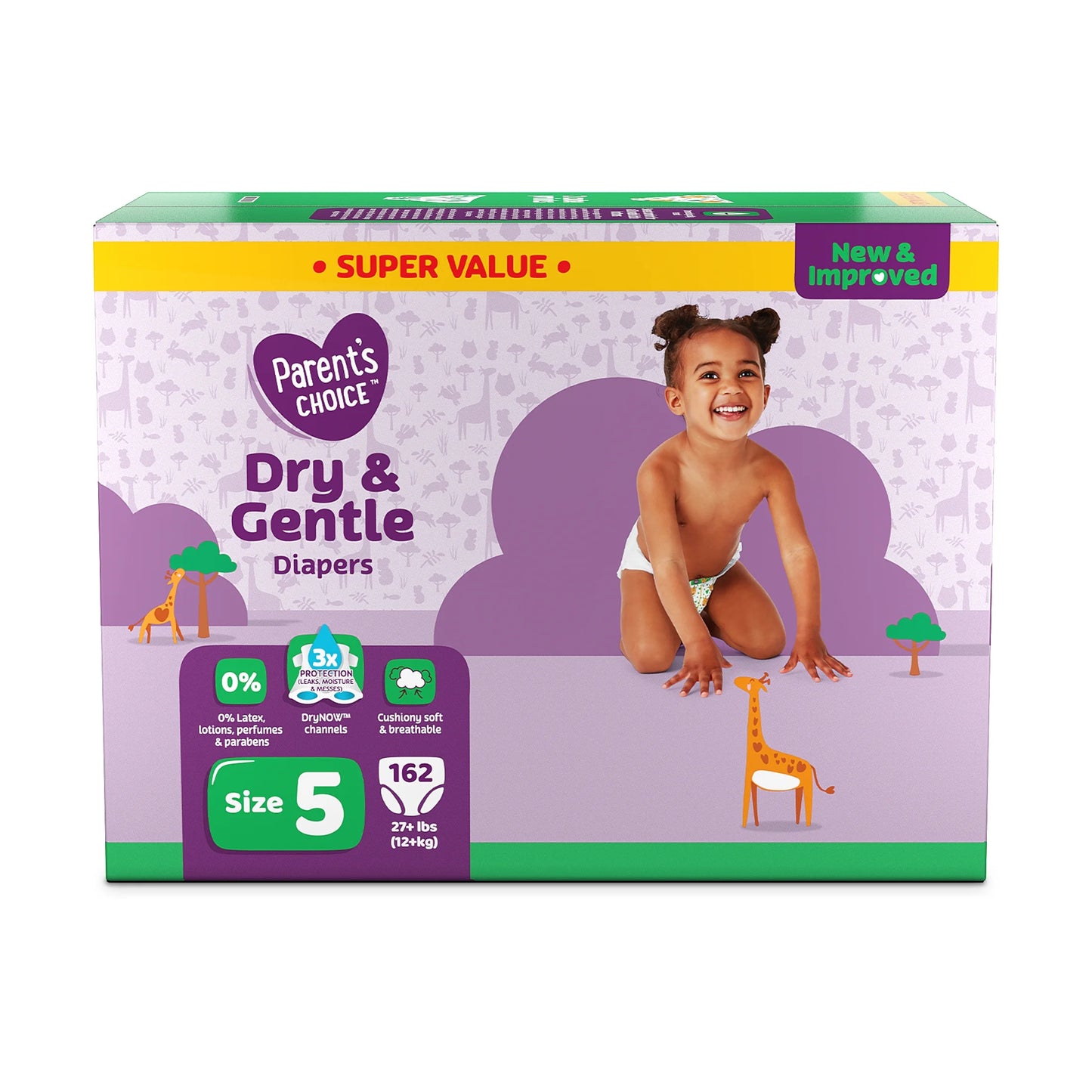 Dry & Gentle Diapers Size 5, 162 Count (Select for More Options)