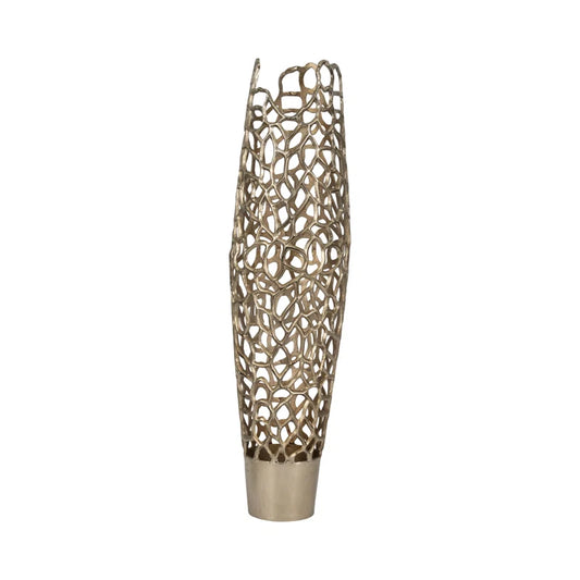 Cranfield Modern Aluminum Vase with Intricate Openwork Design