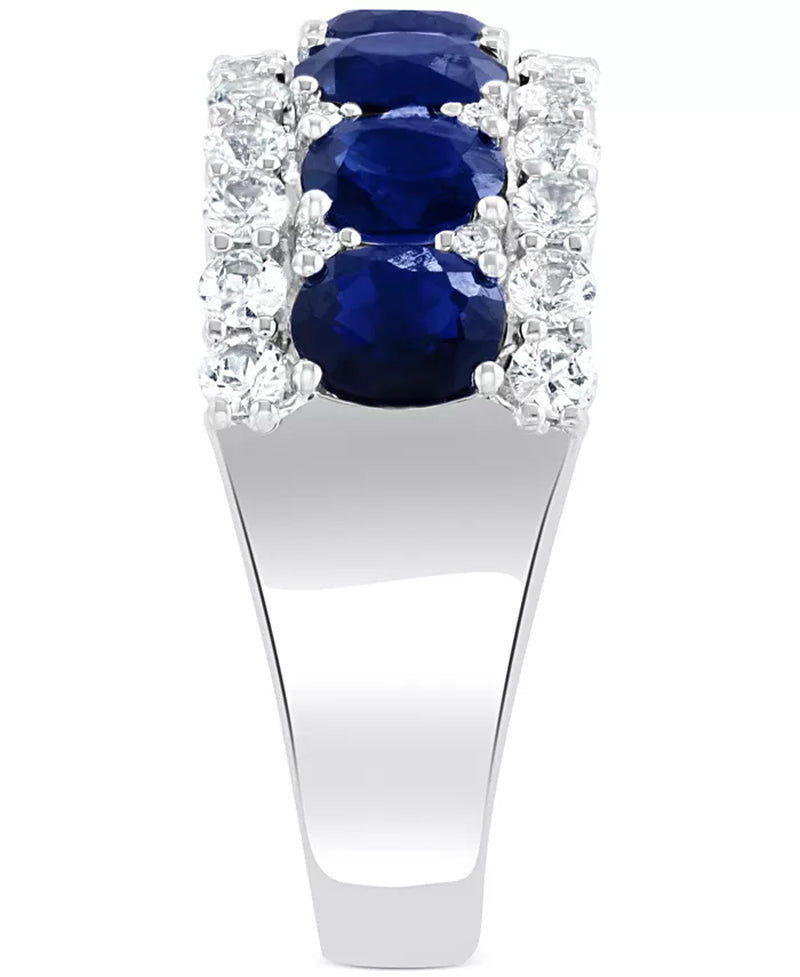 EFFYÂ® Blue & White Sapphire Ring (3-1/2 Ct. T.W.) & Diamond (1/20 Ct. T.W.) in 14K White Gold. (Also Available Emerald and Pink Sapphire)