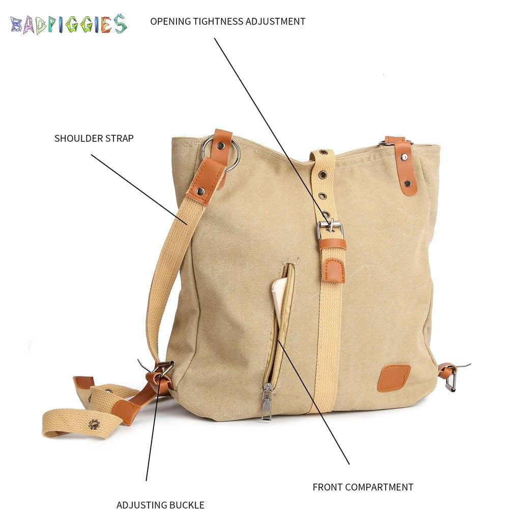 Canvas Handbag Tote Shoulder Bag for Women Casual School Purse Hobo Bag Rucksack Convertible Backpack (Coffee)