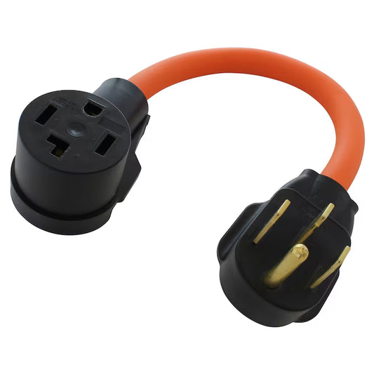 1.5Ft NEMA 14-50P to NEMA 14-30R 30 -Amp 4-Wire Single to Single Orange Basic Flexible Adapter