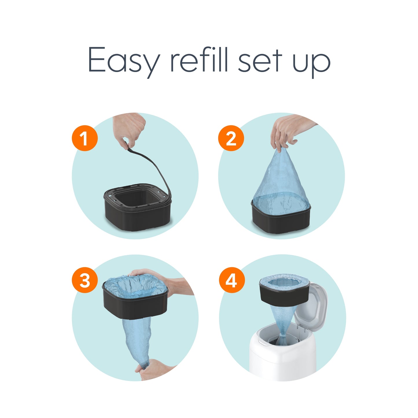 Diaper Pail Square Refills, Unscented,1 Pack, Holds up to 1080 Newborn Diapers