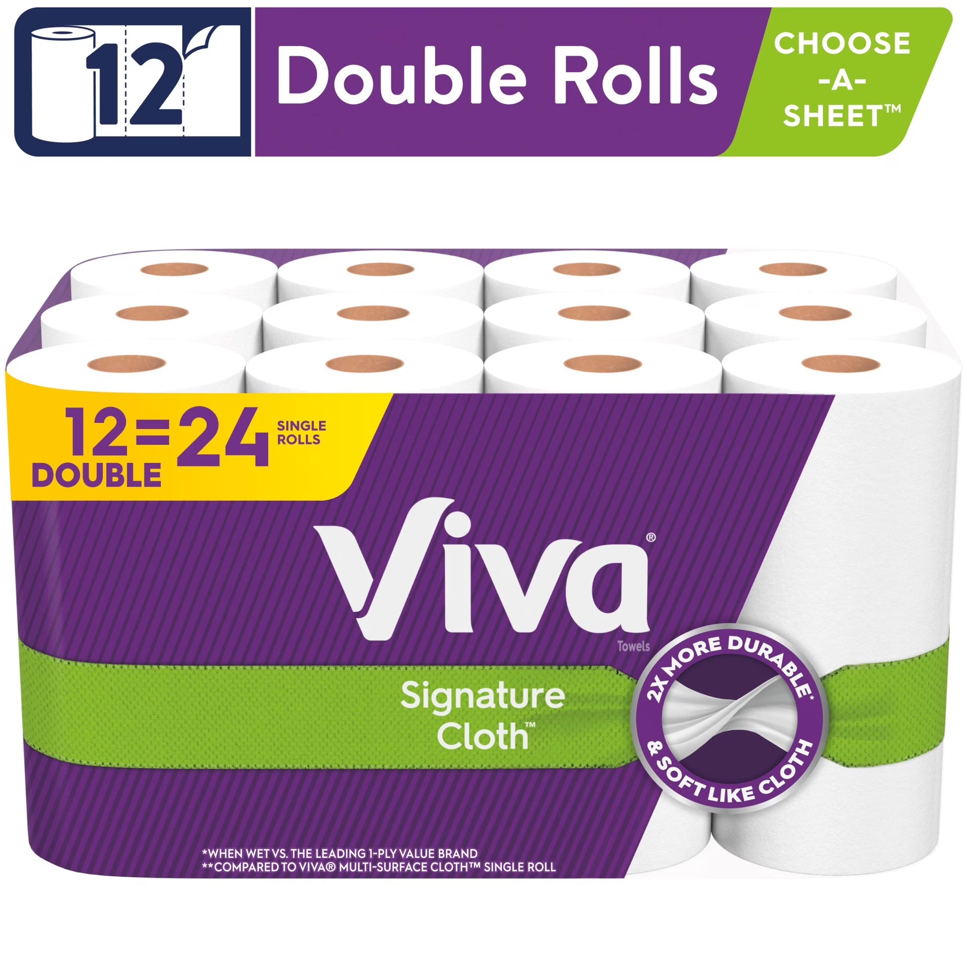 Signature Cloth Paper Towels, 12 Double Rolls