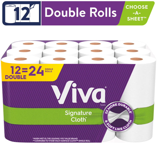 Signature Cloth Paper Towels, 12 Double Rolls