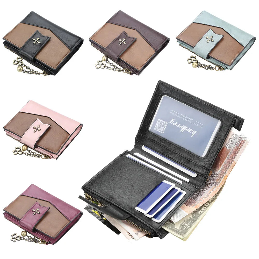 Casual Women'S Wallet PU Leather Ladies Clutch Zipper Bifold Wallet Purses Credit Card Holder Coin Purses Portable Handbag Gifts