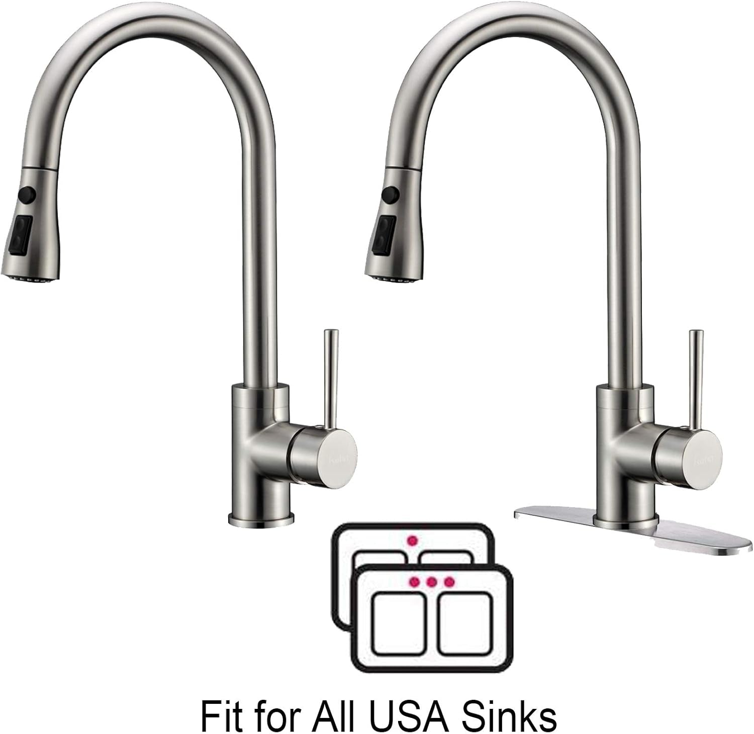 Kitchen Faucet, Brushed Nickel, Single Handle, Pull-Down, 3-Way Spray Setting, Easy Installation, Lead-Free