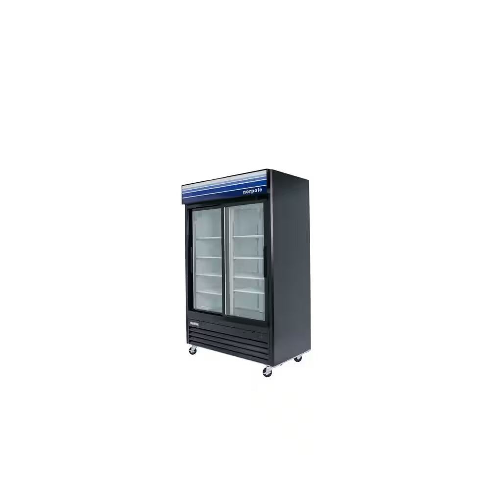 Commercial 45 Cu. Ft. 2-Sliding Glass Door Refrigerator in Black