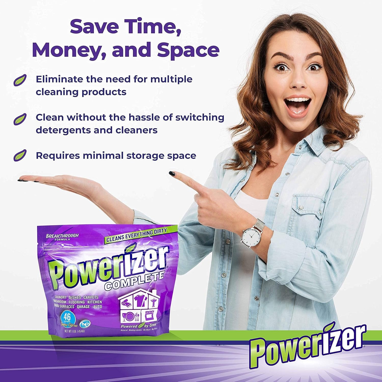 Complete Laundry Powder Detergent & Multipurpose Cleaner | 1 Lb Detergent | 46 Scoops | Plant-Based Concentrated Laundry Soap Powder