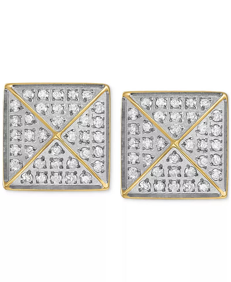 Diamond Pyramid Stud Earrings (1/3 Ct. T.W.) in Gold-Tone Ion-Plated Stainless Steel, Created for Macy'S