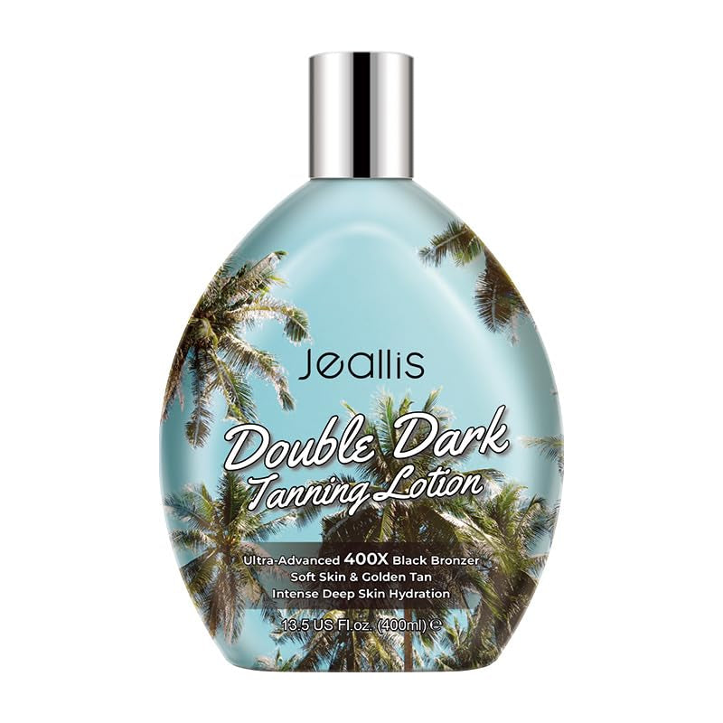 Double Dark Indoor Tanning Bed Lotion with Bronzer, Indoor Suntan Lotion Tanning Lotion for Tanning Bed with Tattoo Protecting Formula, Bronzer Tanning Lotion, 13.5Oz