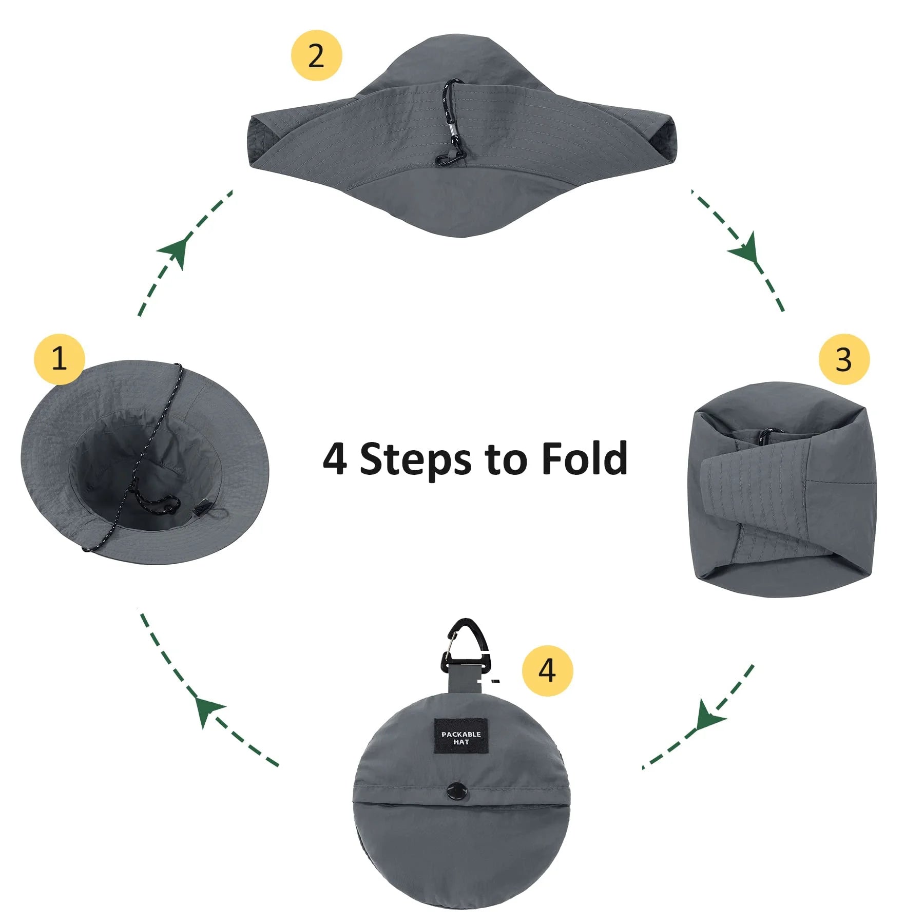 Womens Bucket Hats Packable Foldable Bucket Hats for Men Waterproof Lightweight Fishing Hiking Hat Wide Brim Sun Hats for Women UV Protection Black One Size