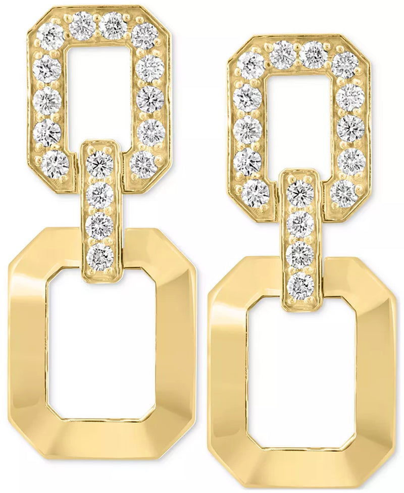 EFFYÂ® Diamond & Polished Octagon Link Drop Earrings (1-1/4 Ct. T.W.) in 14K Gold