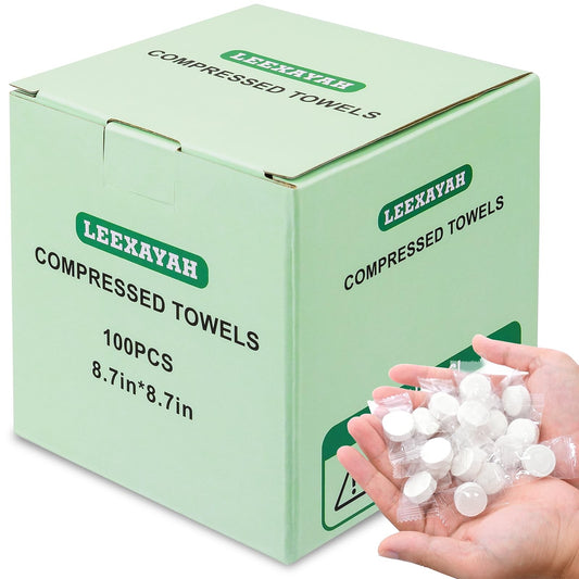 100 PCS Portable Compressed Towel Tablets, Disposable Travel Wet Towel, for H...