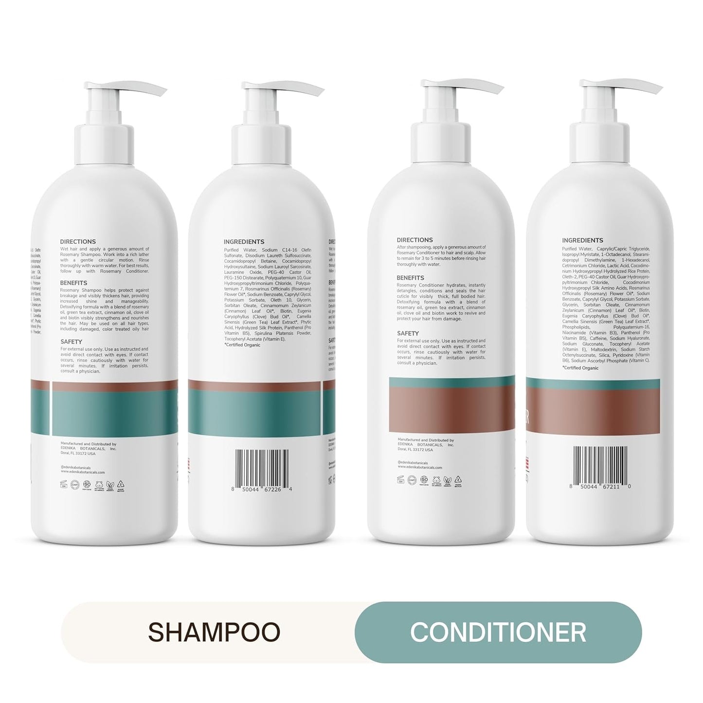Rosemary Oil Shampoo & Conditioner Set with Biotin for Thinning Hair & Anti-Hair