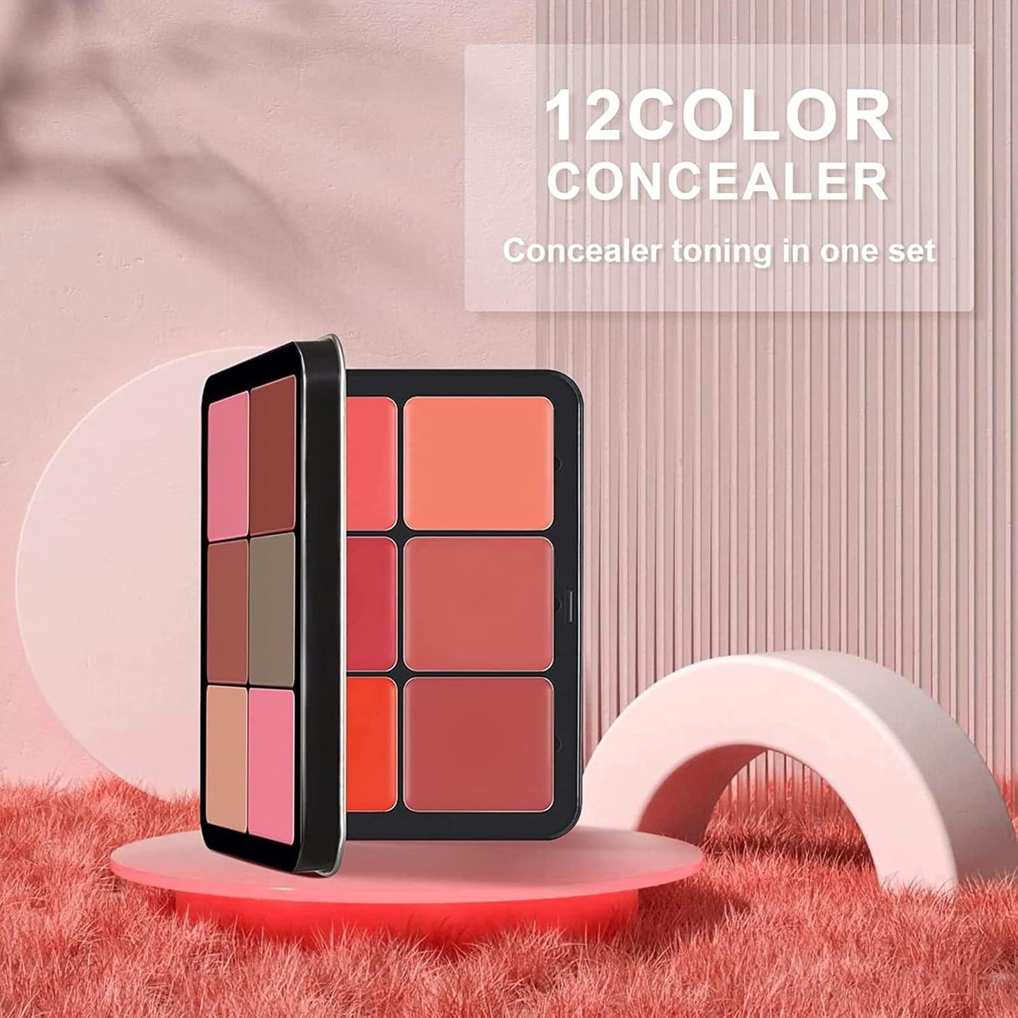 Carla Secret Concealer Palette, Carla Secret Cream Blush Palette, Carla Secret Makeup, Skin-Friendly and Brightens the Complexion (Concealer&Blush #02)