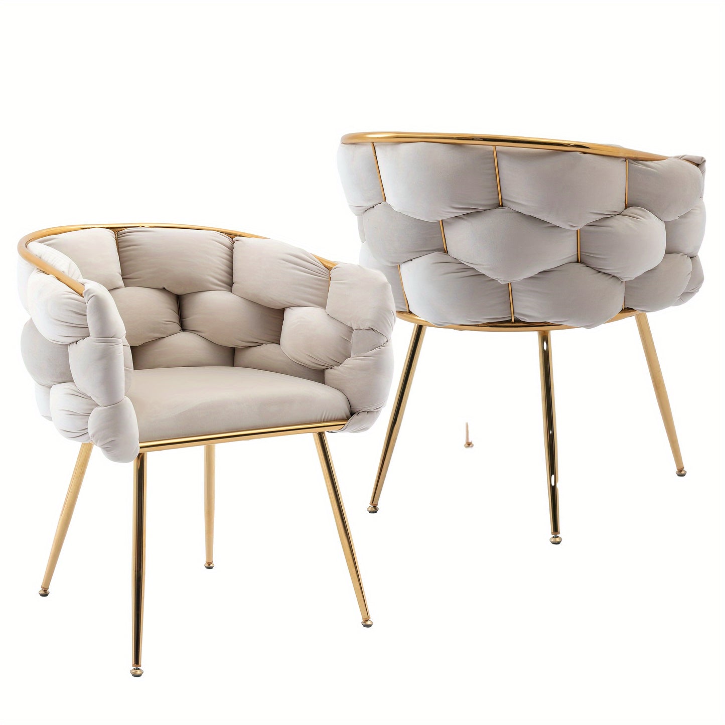 2Pcs Modern Luxury Velvet Sofa Chair Comfy Upholstered Vanity Chairs Bedroom Dining Chairs with Golden Metal Legs Vanity Desk Chair, Accent Desk Chair Dining Room