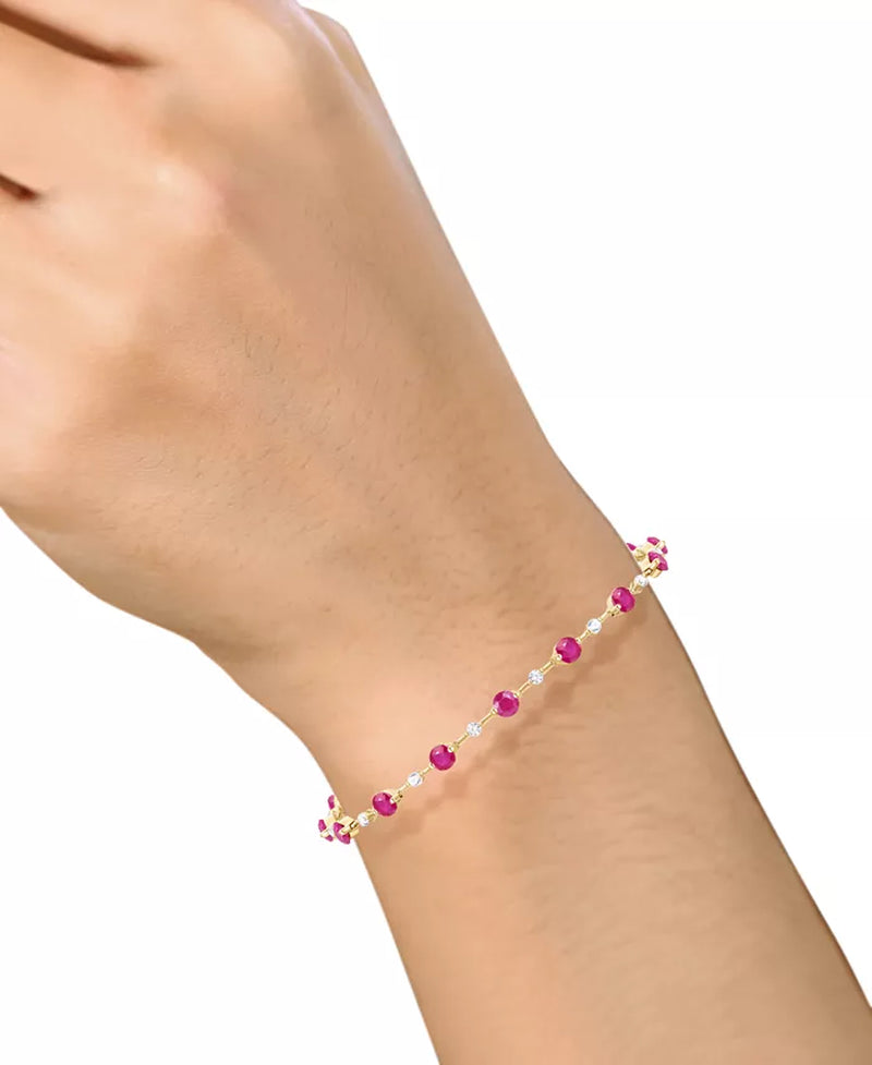 Emerald (2-1/8 Ct. T.W.) & Diamond (1/2 Ct. T.W.) Bracelet in 14K Gold (Also in Ruby & Sapphire)