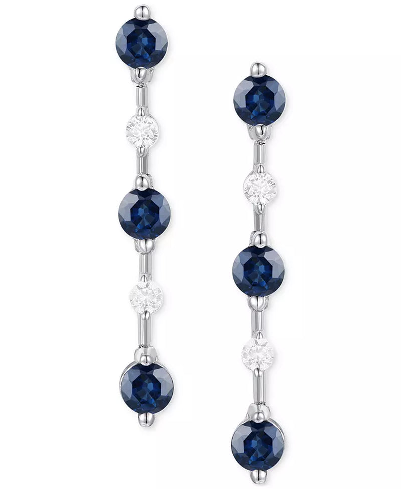 Emerald (3/4 Ct. T.W.) & Diamond (1/10 Ct. T.W.) Linear Drop Earrings in 14K Gold (Also in Ruby & Sapphire)