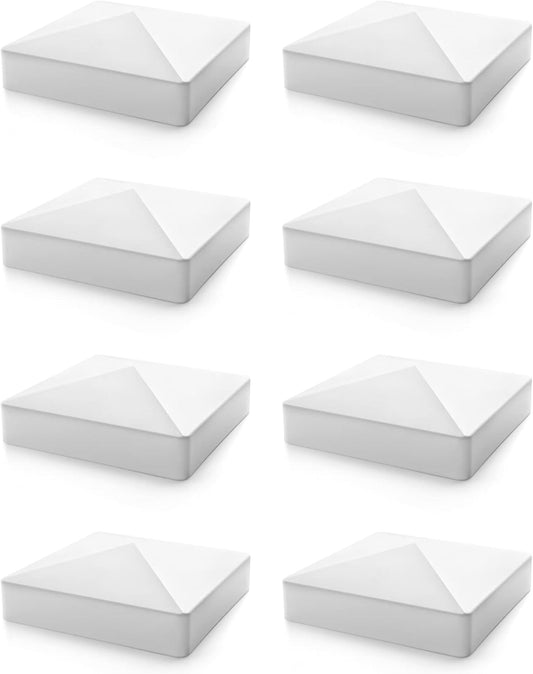 5”X5” White Vinyl Fence Post Caps 8 Pack for Mailbox Deck Dock Lamp Post