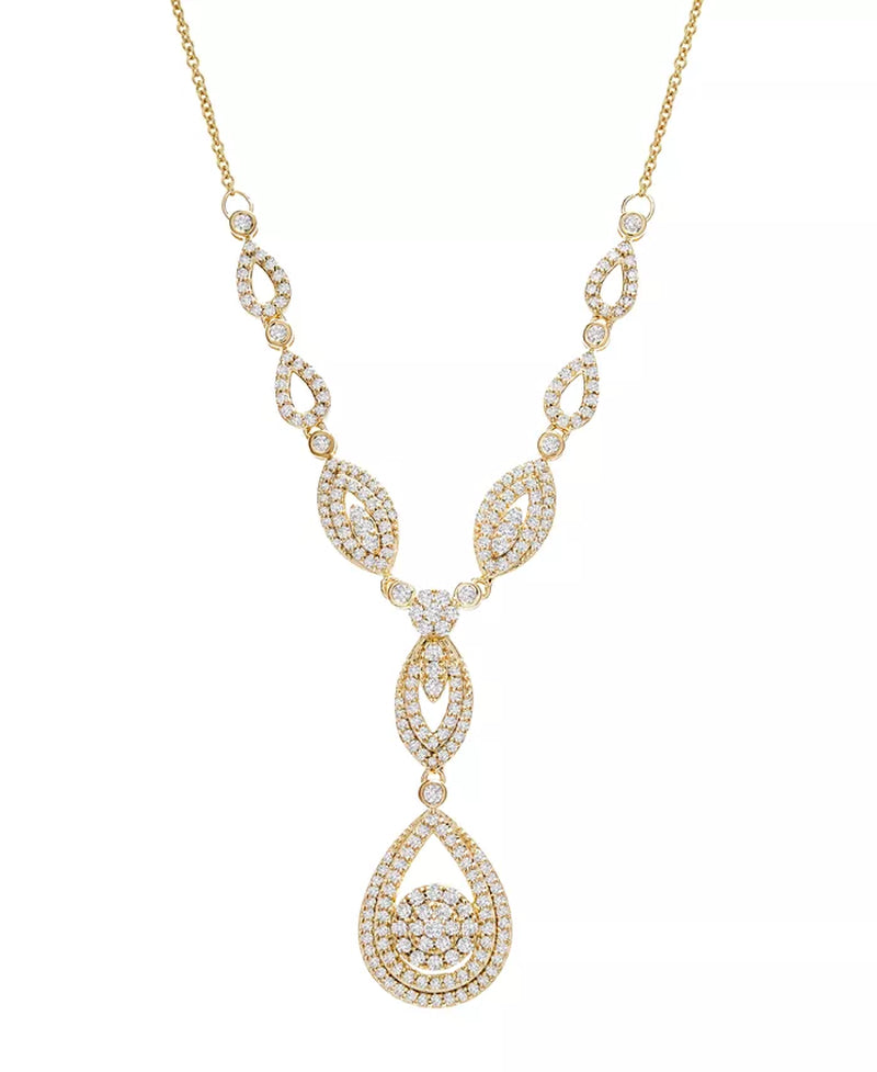 Diamond Double Drop Pendant 17" in 14K White Gold or 14K Yellow Gold (1-1/2 Ct. T.W.), Created for Macy'S