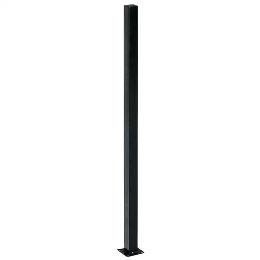 2 In. X 2 In. X 5 Ft. Black Metal Fence Post with Flange and Post Cap