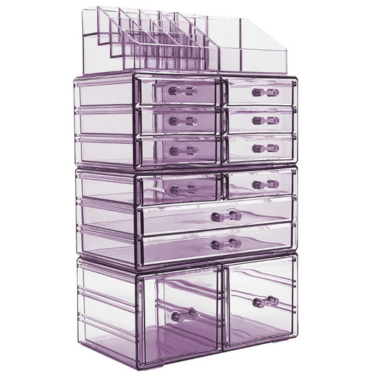 12 Drawer 4-Piece Makeup and Jewelry Organizer Case and Top Shelf