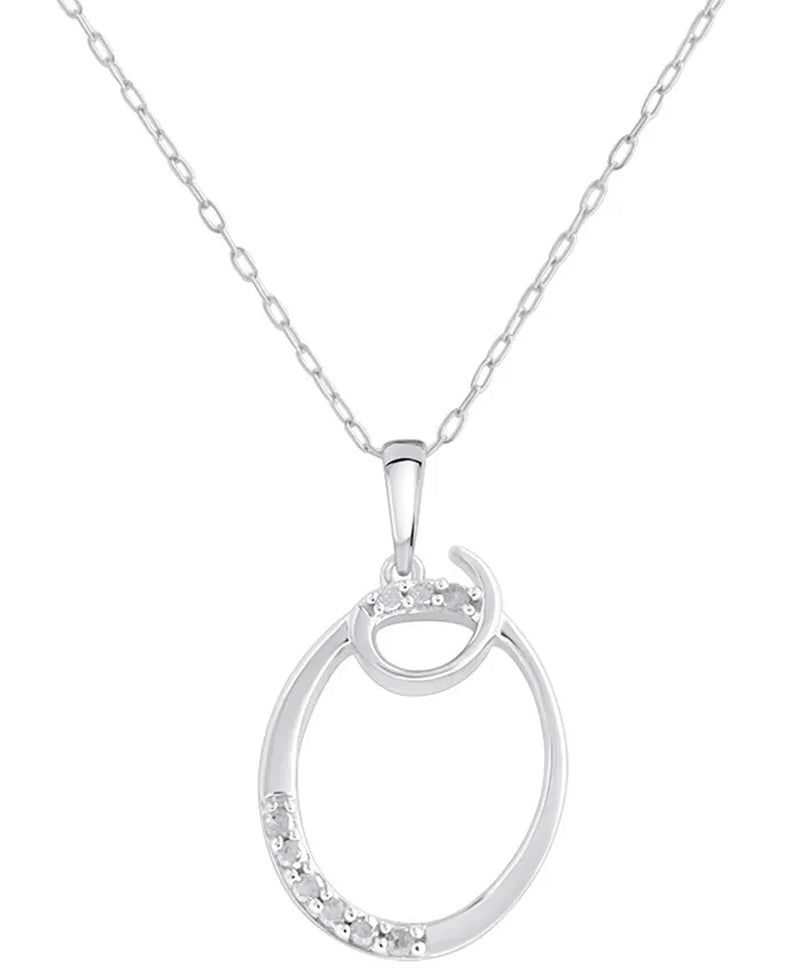 Diamond Fancy Initial 18" Pendant Necklace (1/10 Ct. T.W.) in Sterling Silver