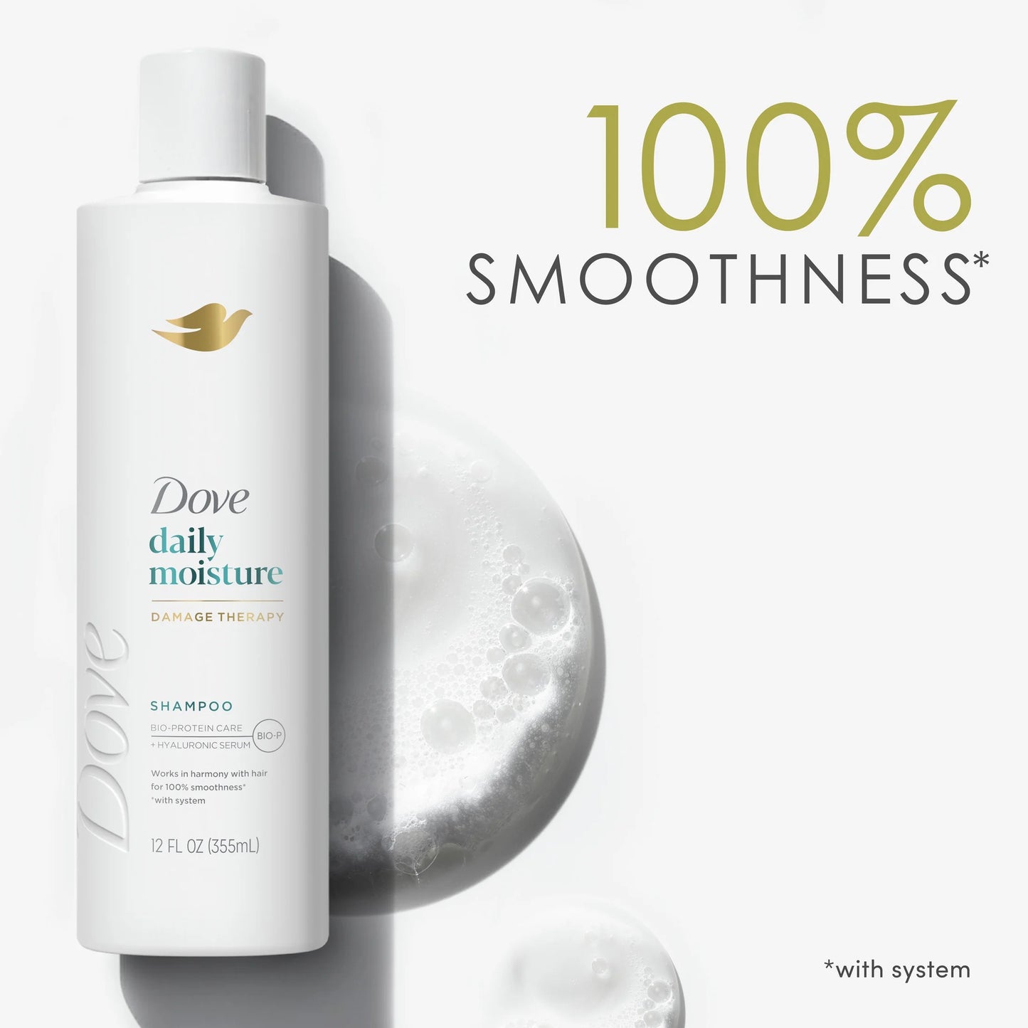 Damage Therapy Shampoo Daily Moisture with Bio-Protein Care Technology & Hyaluronic Serum, 12 Oz