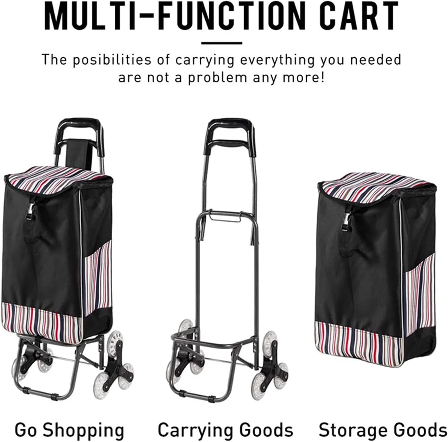 No5061025 Folding Shopping Cart Grocery Wagon with Stair Climbing Wheels Red