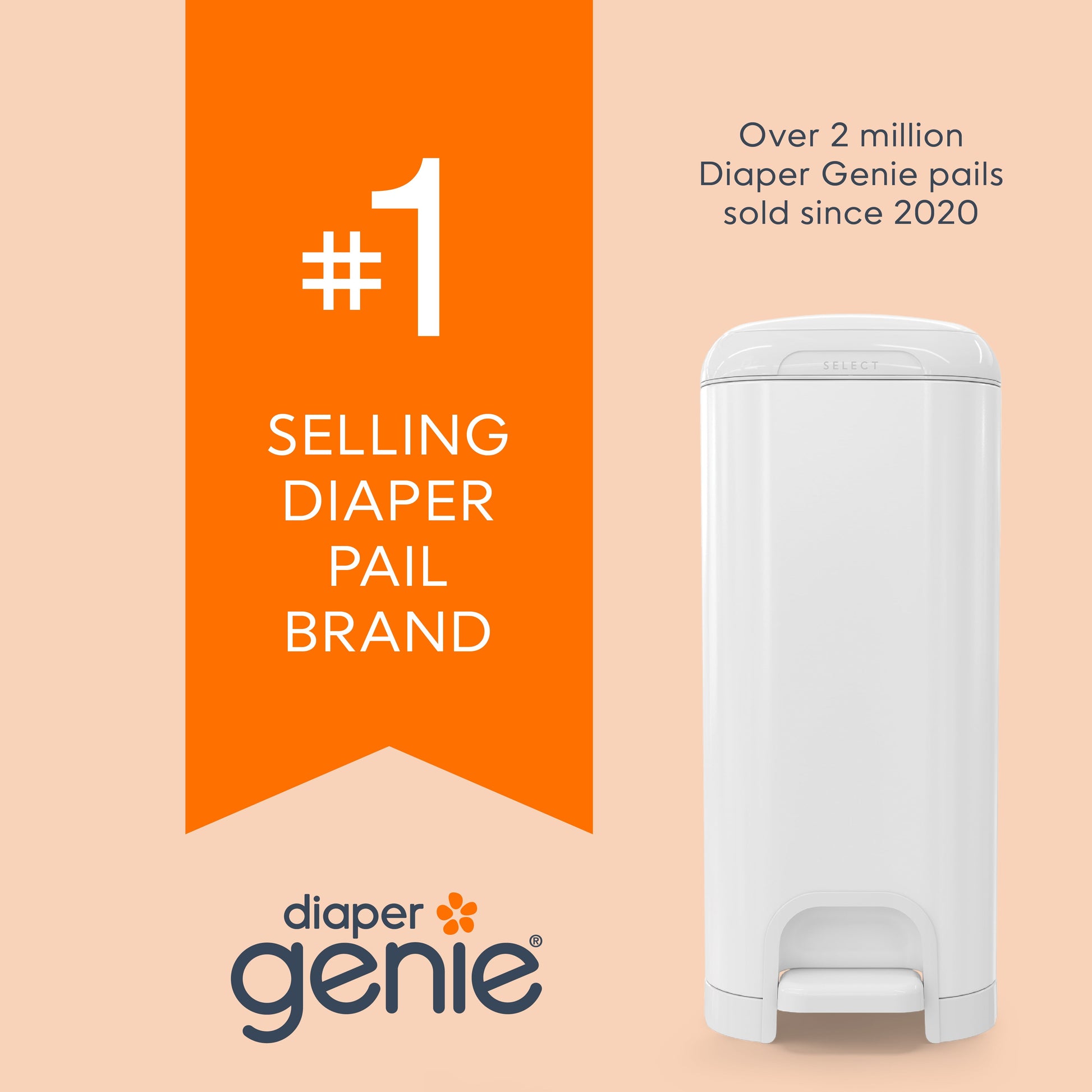 Diaper Pail Square Refills, Unscented,1 Pack, Holds up to 1080 Newborn Diapers