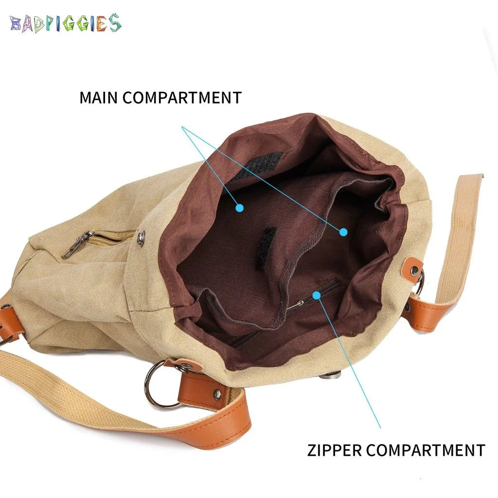 Canvas Handbag Tote Shoulder Bag for Women Casual School Purse Hobo Bag Rucksack Convertible Backpack (Coffee)
