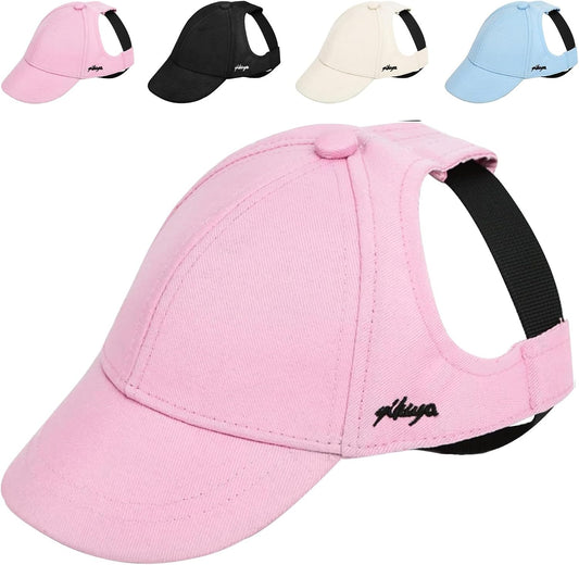 Dog Hat Summer Dog Baseball Cap Pet Puppy Visor Hats Sunbonnet Outfit with Ear Holes Doggy Cat Goggles for Small Medium Breed (Pink Hat, Medium)