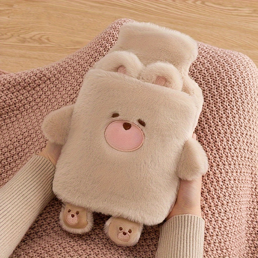 [Quick-Heating Cartoon Plush Bottle] 1000ml Portable Quick-Heating Cute Cartoon Animal Plush Hot Water Bottle - Long-Lasting Insulation, Removable PVC Liner for Cozy Bed Warmth, Hands & Feet Comfort - Fragrance-Free