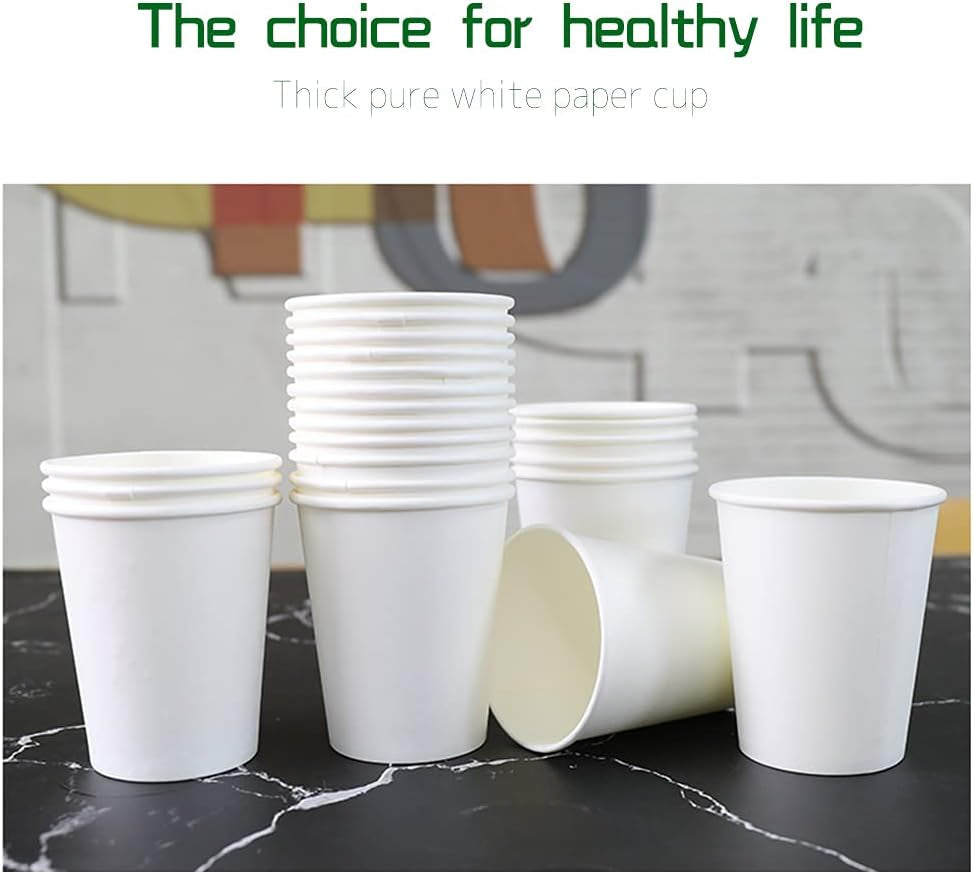 [150 Pack] Paper Cups 8 Oz, Disposable Paper Coffee Cup, Hot or Cold Beverage Drinking Paper Cups, Paper Cups for Party, Picnic, BBQ, Travel, and Event(White)