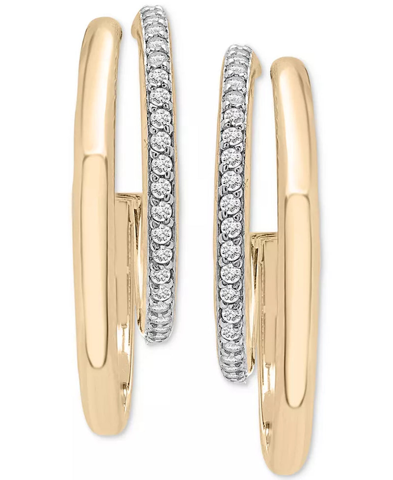 Diamond Double Small Hoop Earrings (1/4 Ct. T.W.) in Gold Vermeil, Created for Macy'S