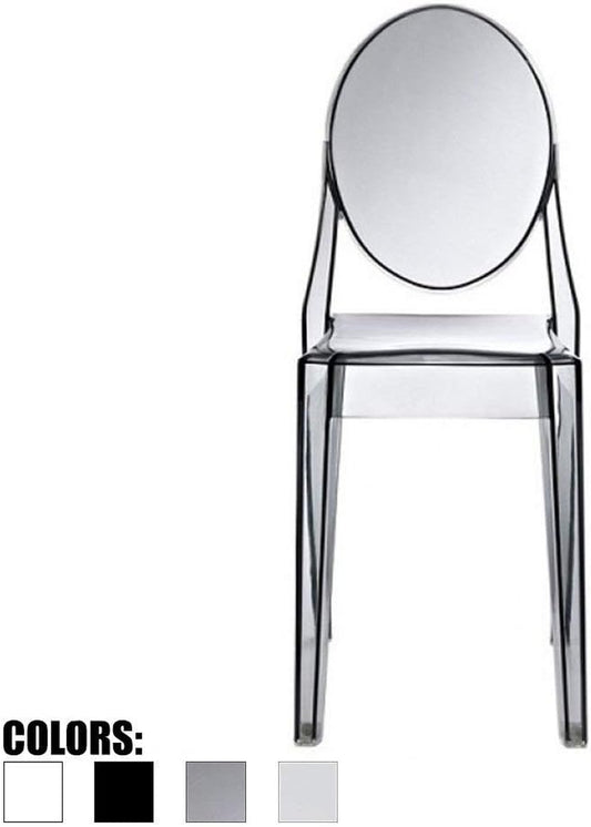 - Victoria Style Ghost Side Chair Transparent Acrylic Chair (Smoke), Single, Set of 1