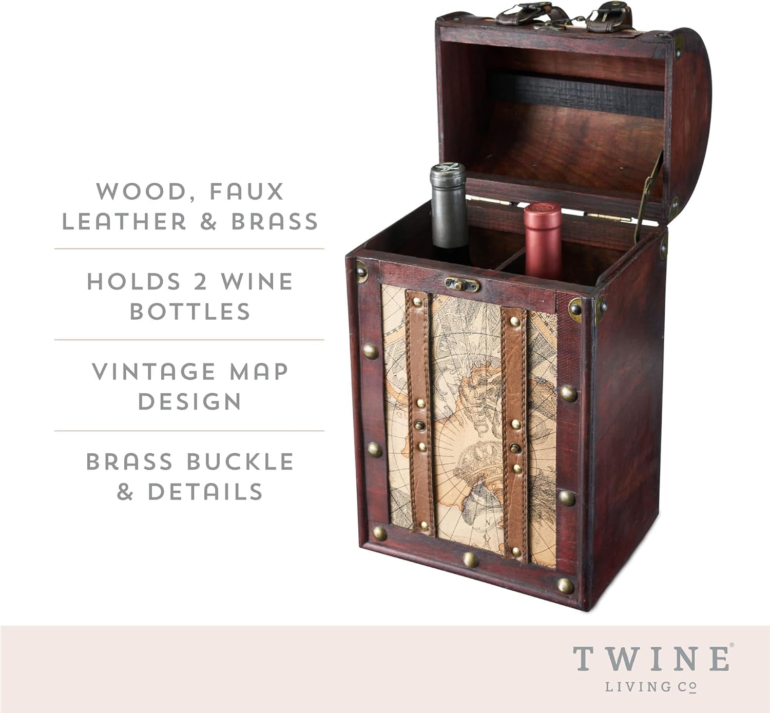 Chateau Old World Wooden Wine Box by , Maroon - 2 Bottle (0603)