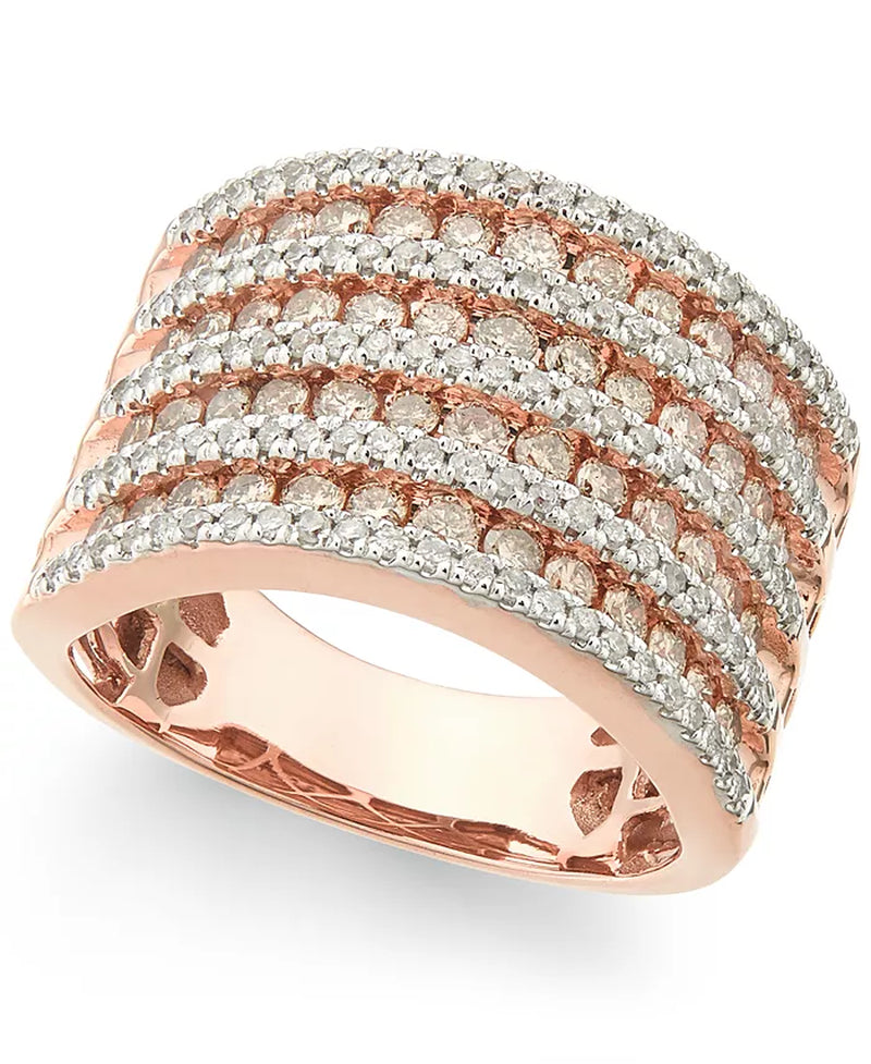Diamond Multi-Row Band Ring (1-1/2 Ct. T.W.) in 14K Rose Gold