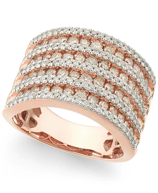 Diamond Multi-Row Band Ring (1-1/2 Ct. T.W.) in 14K Rose Gold