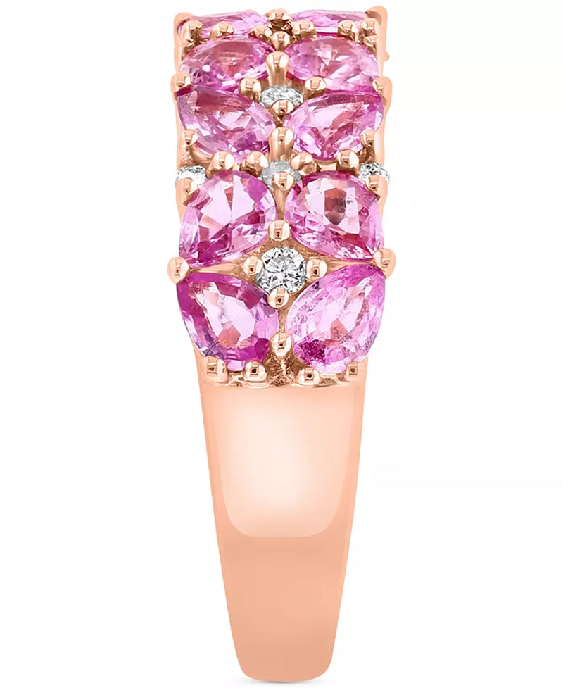 EFFYÂ® Pink Sapphire (2-1/4 Ct. T.W.) & Diamond (1/8 Ct. T.W.) Cluster Ring in 14K Rose Gold